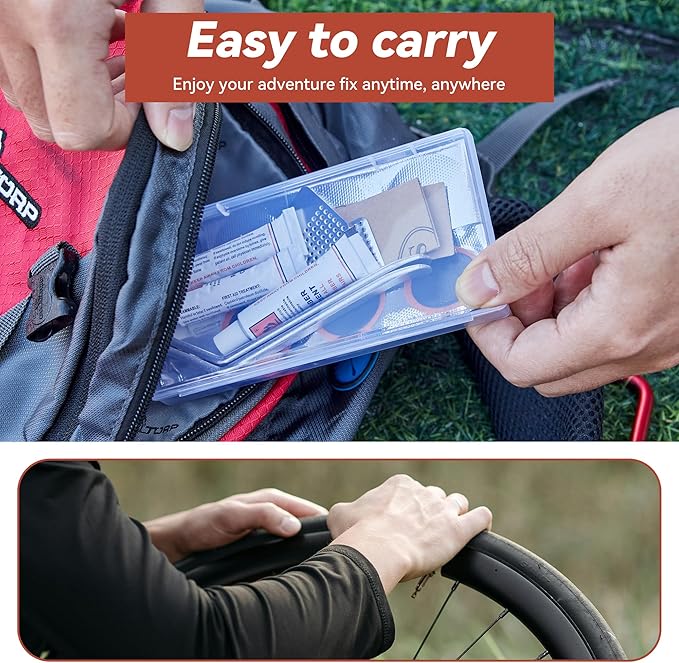 DDJ Bike Tire Repair Kit 43 PCS, Bicycle Inner Tube Puncture Patch Kits with 30 PCS Vulcanizing Patches, 4 Metal Rasp, 2 Stainless Steel Tire Levers, Portable Bike Tire Patch Kit for MTB, Road Bike