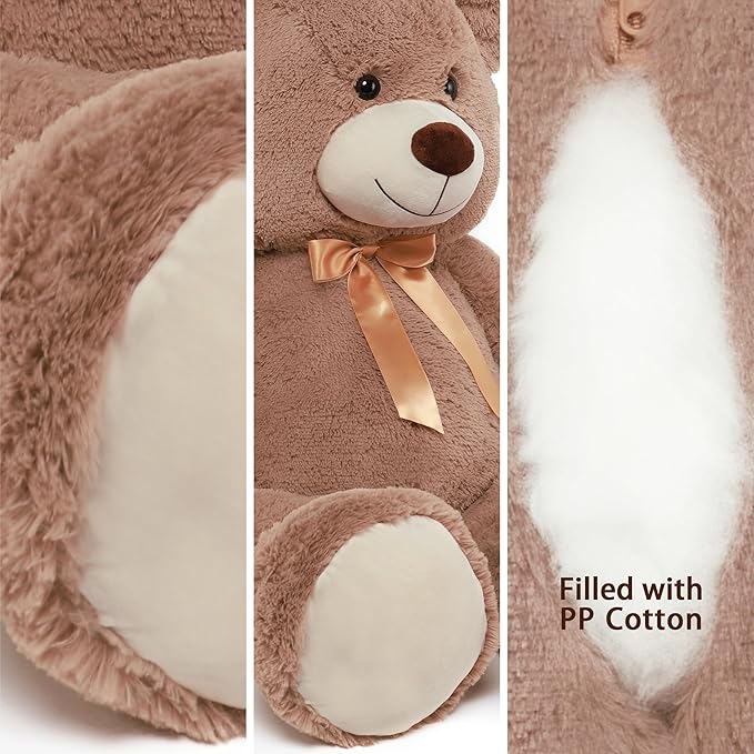 Tezituor 5ft Big Teddy Bear,Giant Brown Stuffed Animal 59 Inches,Life Size Teddy Bears for Girlfriend or Kids,Soft Bear for Valentines Day,Chrismas,Birthday Baby Shower