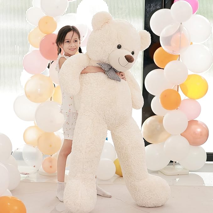Poutmac Big Teddy Bear 55" White Giant Soft Stuffed Animals Cute Plush Toy for Girlfriend Women Kids for Valentine's Christmas Birthday