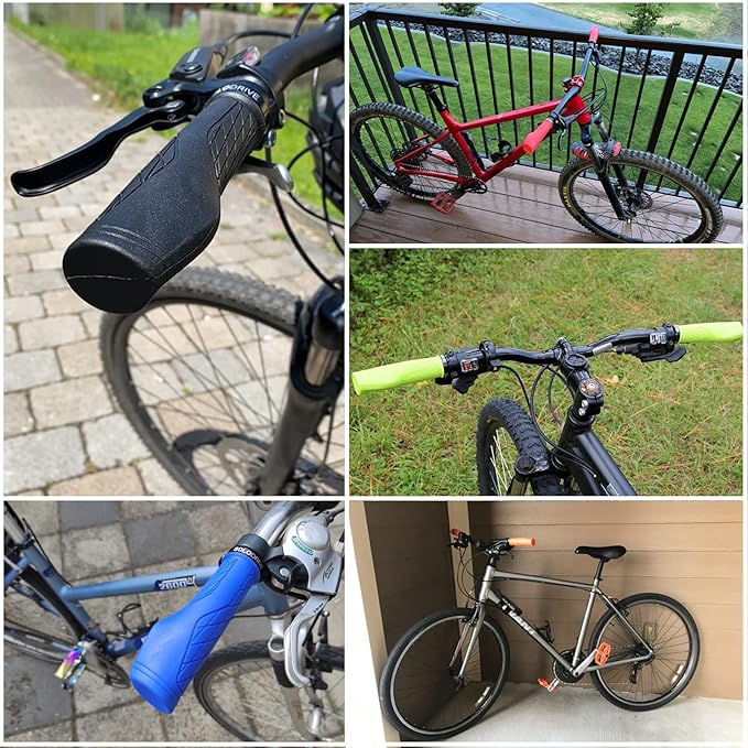 SOLODRIVE Ergonomic Design Mountain Bike Grips, Comfortable Bicycle Handlebar Grips, Single Lock-on and Non-Slip MTB Handle, Fit MTB, E-Bike, Hybrid, Scooter