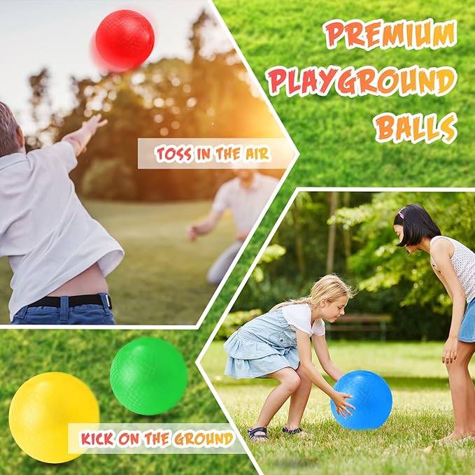 Jerify 12 Pcs Playground Balls Bulk 13 Inch Bouncy Dodgeball Inflatable Kick Balls Kickball Dodgeball Handball for Kids Adults Indoor Outdoor Ball Games Gym Picnic Camp Yoga Exercise