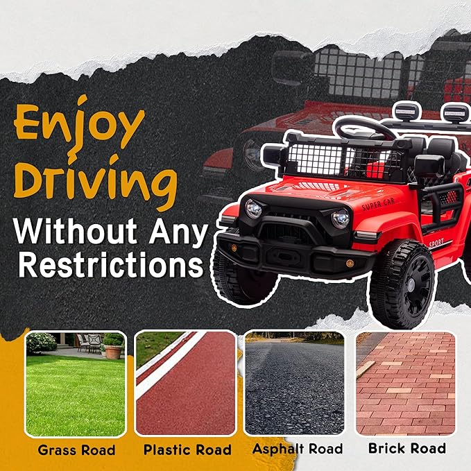 24V Ride On Jeep Car, Toddler Ride On Toys w/Parents Remote Control, 200W Power Motor Electric Car for Kids 2-4 with 4-Wheel Suspension, Bluetooth, Music, 1.86-3.11MPH Adjustable Speed, Red