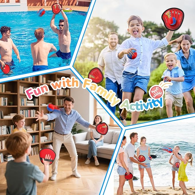 Toss and Catch Ball Game Outdoor, Kids Outdoor Games Yard Games Beach Toys Pool Toys for Family, Toddler Baseball Glove & Catch Ball Toys Birthday Gift for Ages 3 4 5 6 7 8-12 Year Old Boys Girls