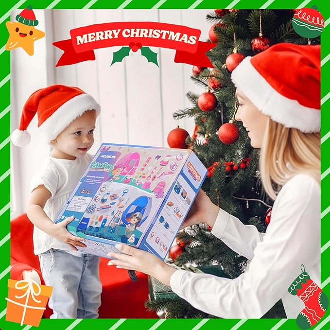 Meland Kids Camping Set with Tent - Camping Gear Toy with Pretend Play Outdoor Toy for Toddlers Birthday Gift