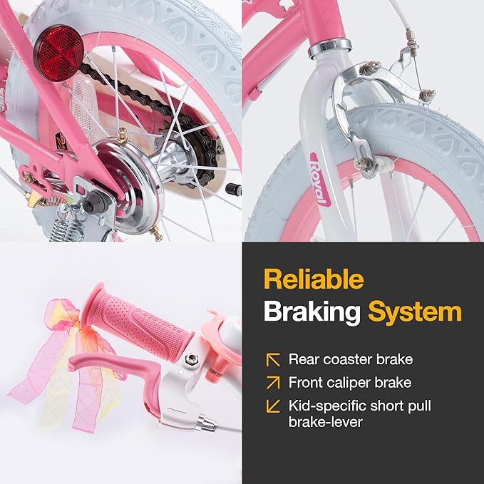 RoyalBaby Girls Bike Classic & EZ Kids Bike, Balance and Pedal Bicycle, 12 14 16 18 20 Inch Toddlers to Big Kids 3-10 Years