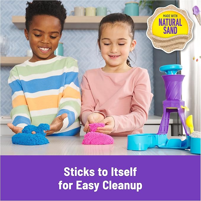 Kinetic Sand, Soft Serve Station with 14oz Play Sand (Blue, Pink & White), 2 Ice Cream Cones & 2 Tools, Sensory Toys, Holiday Gifts & Stocking Stuffers for Kids Ages 3 and up