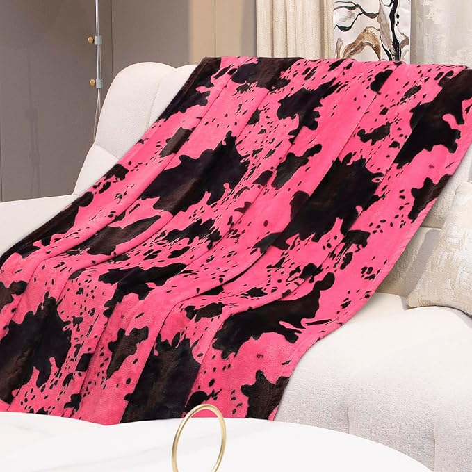 Hot Pink Throw Blanket - Cozy Lightweight Decorative Fleece Blanket for Couch, Bed, Sofa, Dorm, Home Decor, Pink Birthday Gifts for Women, Girls, Teens (50x60 Inches)
