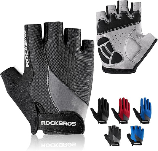ROCKBROS Cycling Gloves for Men Women - Breathable Gel Pad Road Mountain Bike Gloves - Touch Screen Anti-Slip MTB Gloves for Cycling Workout Outdoor Sports