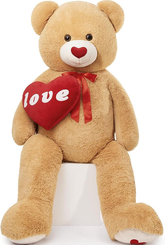 MorisMos 5 Feet Love Heart Giant Teddy Bear, I Love You Huge Bear Plush for Girlfriend, Jumbo 5 Foot Stuffed Animal Gifts for Boyfriend, Lover on Valentines, Anniversary, Birthday