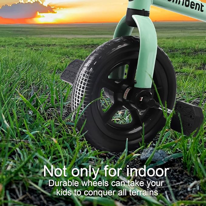 YGJT 3 in 1 Tricycle for Toddlers Age 2-5 Years Old, Folding Kids Balance Bikes with Adjustable Seat and Removable Pedal, Ride-on Toys for Infant, Gift for Baby Boys Girls Birthday (Mint Green)