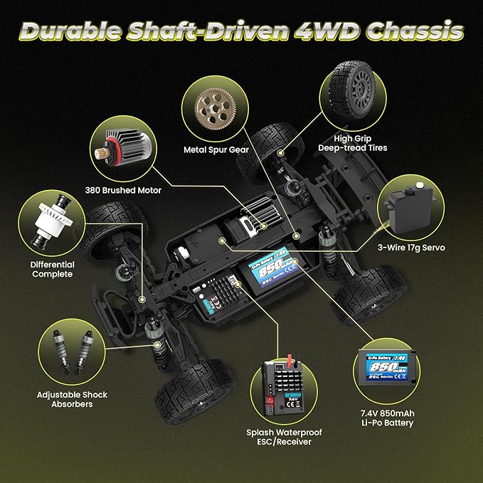 HAIBOXING 1:18 Desert Off-Road RC Truck 18856, RTR Fast 36km/h 4WD Electric Car Splash-Proof, Hobby Grade for Kids, Beginners, and Adults; Dual Batteries for Extended Outdoor Fun - Remote Control Toy