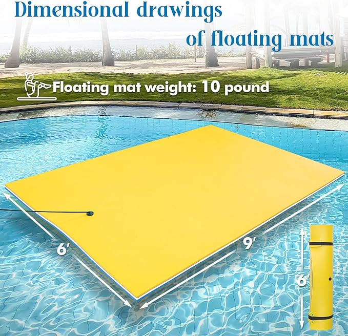 Lily Pad Floating Mat, 7/9/12/18 FT Floating Mat, Pool Float for Water Recreation, Floating Water Mat, 3-Layer Tear-Resistant XPE Foam for Boat, Beach, Ocean, Pool,Lake
