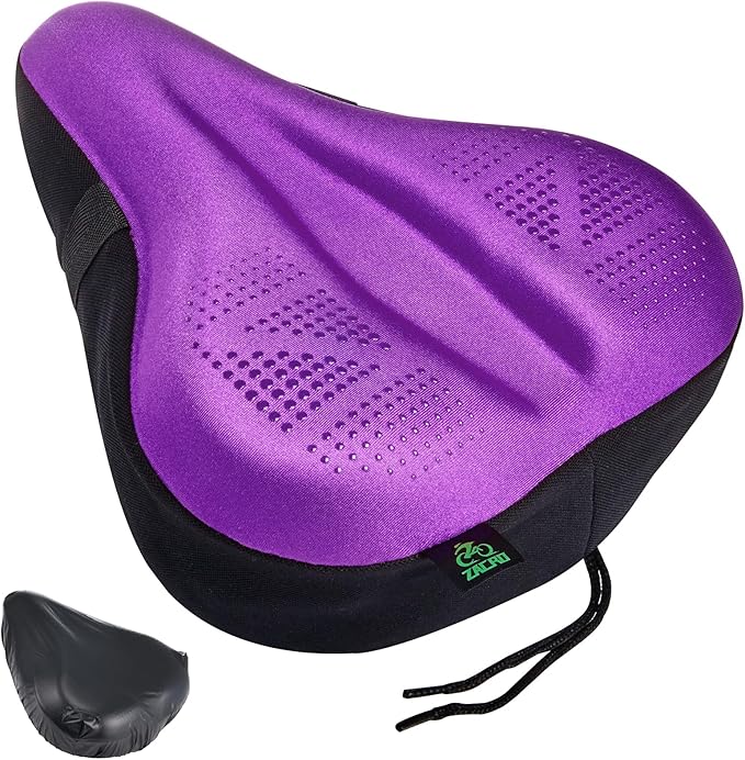 Zacro Bike Seat Cushion - Padded Gel Bike Seat Cover for Men & Women, Padding Bicycle Saddle fit with Peloton/Spin Stationary Exercise/Mountain Road Cycling Bike