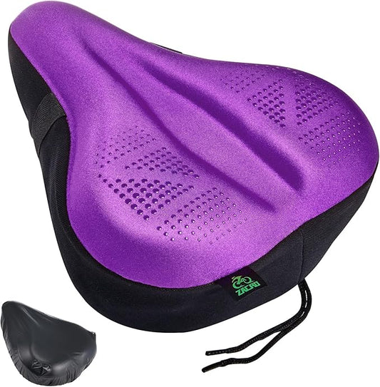 Zacro Bike Seat Cushion - Padded Gel Bike Seat Cover for Men & Women, Padding Bicycle Saddle fit with Peloton/Spin Stationary Exercise/Mountain Road Cycling Bike