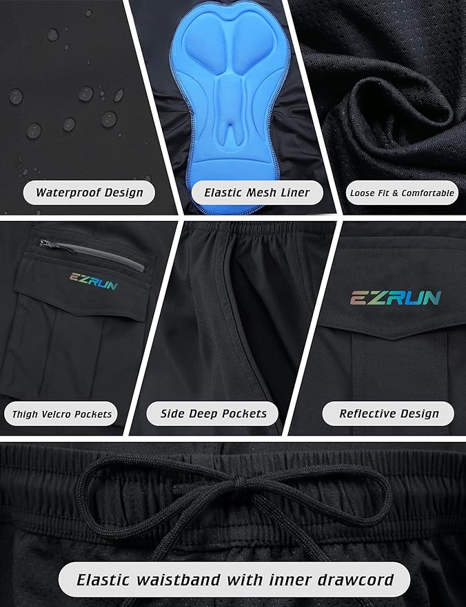 Men's Mountain Bike Shorts 3D Padded Bicycle Biking Shorts Quick Dry Lightweight MTB Cycling Shorts