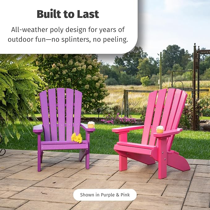 DutchCrafters Poly Kids Adirondack Chair, Outdoor Chair for Kids Ages 3–8, Durable Child-Sized Patio Seating for Camping and Backyard Play - Amish Made in USA (Gray)