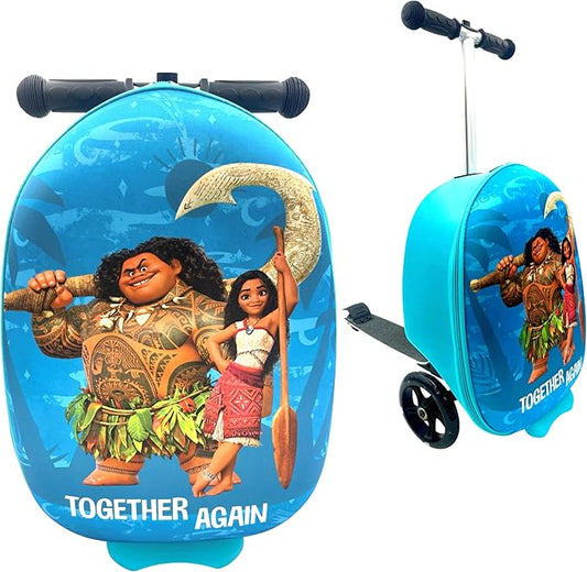 Fast Forward Kid’s Licensed 18" Ride-On Suitcase Scooter - Lightweight Carry-On Foldable Scooter Luggage