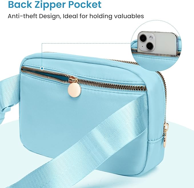 Belt Bag Crossbody Bags Initial Fanny Waist Pack Cross Body Purse for Tween Preteen Teenager Girls, 4 5 6 7 8 9 10 11 Year Old Daughter Niece Stepdaughter Birthday Gifts Trendy Stuff Gift (Blue,I)
