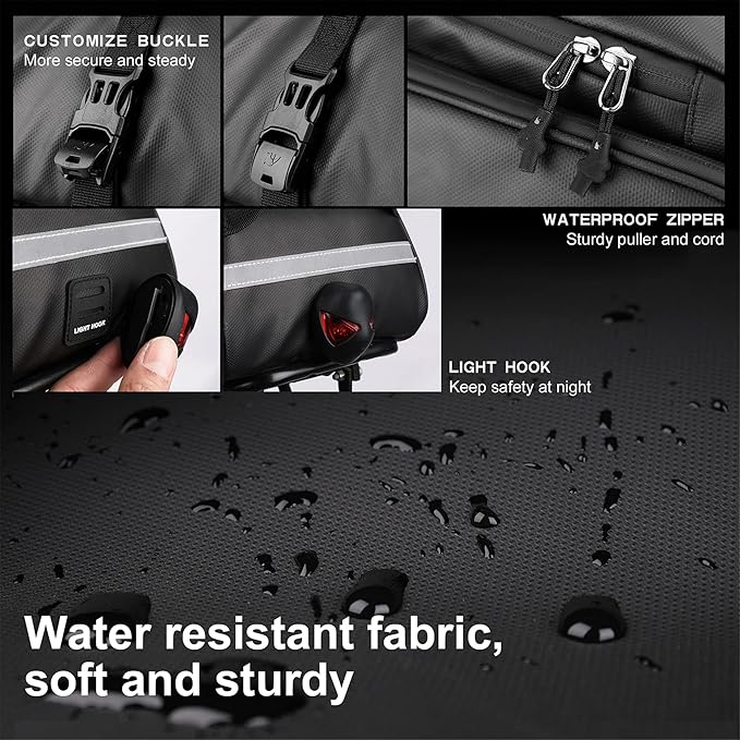 HUNTVP Bike Trunk Bag Bike Rear Seat Bag Waterproof Bike Pannier Bag 17L for Bicycle Cargo Rack Saddle Bag Bicycle Commuter Bag Shoulder Bag Laptop Pannier Rack Bicycle Bag (Black)