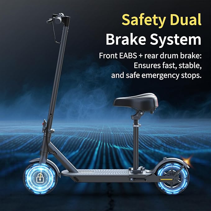 NAVIC Electric Scooter with Dual Suspension/Braking, 350W/500W Motor, 19/22 Mph, Max 22/27/49Mi Range, Foldable E Scooter for Adults with App