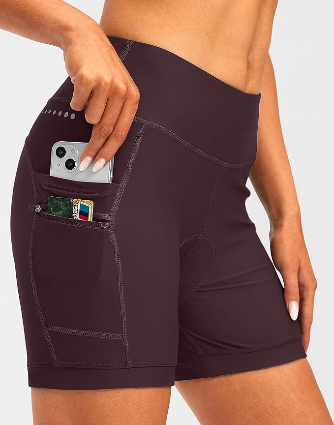 Women's 4D Padded Bike Shorts 5"/7" Riding Underwear Cycling Bicycle Road Biking Cycle Shorts for Women Zipper Pockets