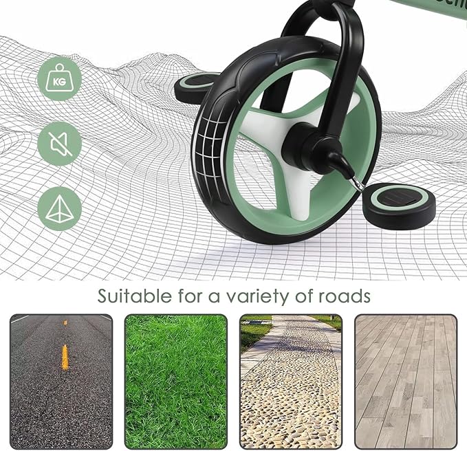 YGJT 4 in 1 Tricycle for Toddlers Age 2-5, Folding Toddler Bike Kids Trike Tricycles with Adjustable Seat and Removable Pedal, Baby Balance Bike Ride-on Toys Gift for Baby Boys Girls Birthday(Green)