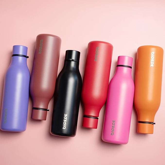 BJPKPK Insulated Water Bottles, 18 oz Stainless Steel Metal Water Bottle with Strap, BPA Free Leak Proof Thermos, Mugs, Flasks, Reusable Water Bottle for Sports & Travel, Purple