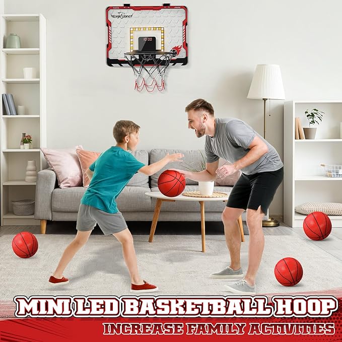EagleStone Kids Indoor Basketball Hoop, 4 Balls Mini Basketball Toy for Toddlers