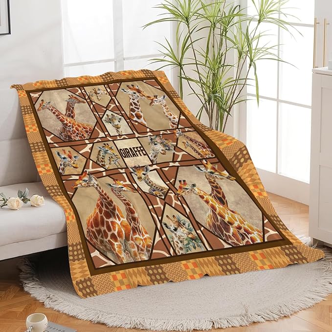 Giraffe Throw Blanket Giraffe Stuff Gifts for Kids Girls Boys Adults Women Men Soft Cozy Warm Plush Fluffy Fuzzy Fleece Blanket Decor 40''X50''