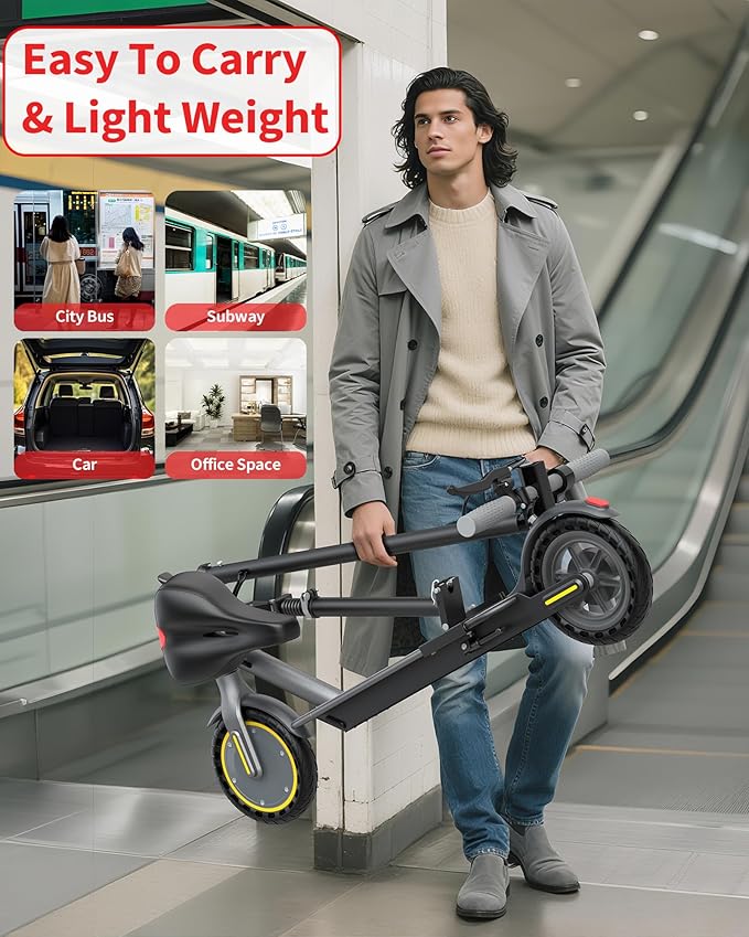 Electric Scooter Adults, Powerful 350W E-Scooter, Max 19 Mph & 15-19 Miles Range Scooters, Folding Scooters with 8.5" Solid Tires, Commuting Scooter Kick Scooter with APP Control (Seats Optional)