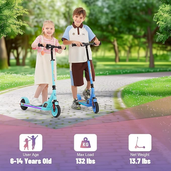 Caroma Electric Scooter for Kids Ages 6-14, 250W/180W/150W Motor & 15 Mph, 85 Mins Ride Time, Adjustable Height & Speed, LED Display, Kids Electric Scooter, Best Gifts for Boys & Girls