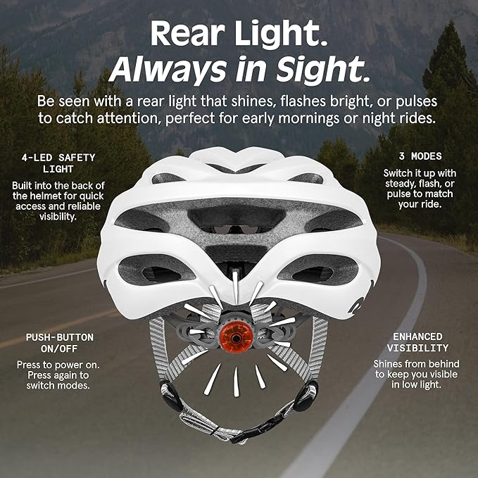 Retrospec Silas Adult Bike Helmet with Light for Men & Women - Lightweight, Comfortable