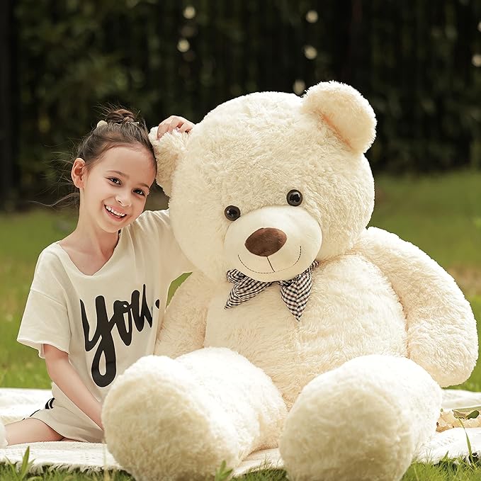Poutmac Big Teddy Bear 55" White Giant Soft Stuffed Animals Cute Plush Toy for Girlfriend Women Kids for Valentine's Christmas Birthday