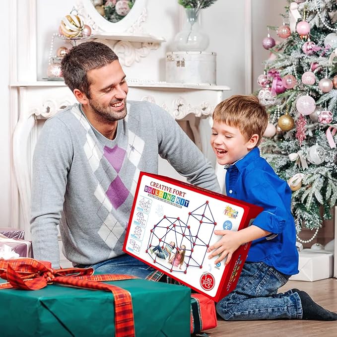Fort Building Kit for Kids,STEM Construction Toys, Christmas & Birthday Gift for 4 5 6 7 8 9 10 11 12 Years Old Boys and Girls,Ultimate Creative Set for Indoor & Outdoors Activity,140 Pcs,Original