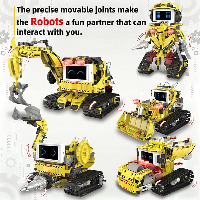 5-in-1 Programmable Robot Building Block Set for Kids Age 6 7 8 9 10 11 12-14, with APP or Remote Control & LED Display Screen, STEM Educational Gift for Teen Boys and Girls (660PCS)