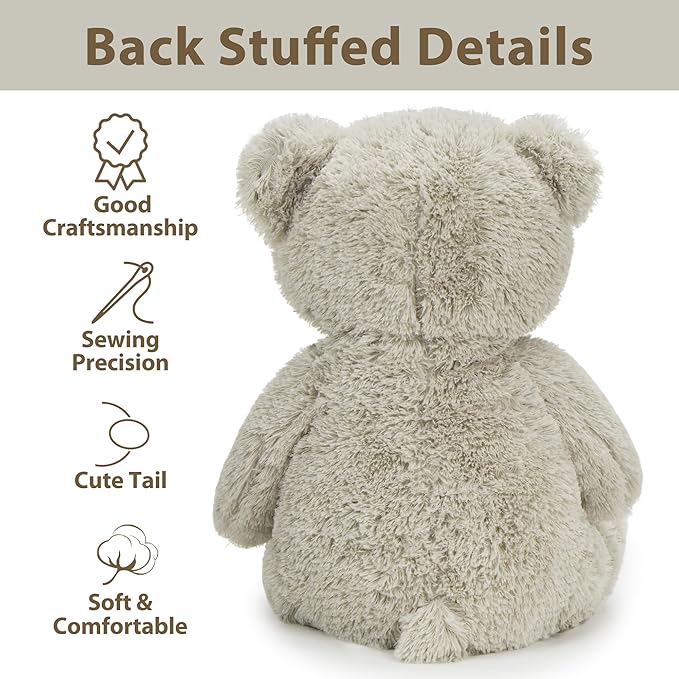 LotFancy Teddy Bear Stuffed Animal, 20 inch Gray Stuffed Bear Plush Toy, with Cute Footprints, Gift for Kids Baby Toddlers on Baby Shower, Birthday, Christmas, Easter Decoration