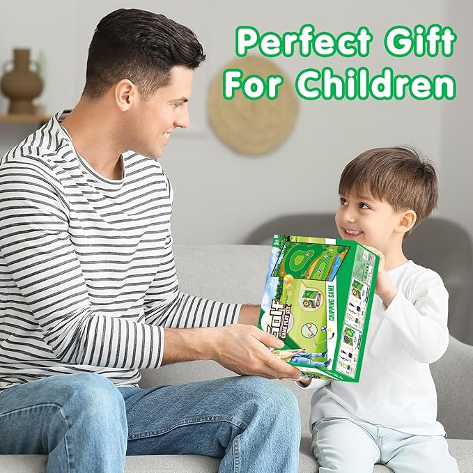 4 in 1 Golf Bow and Arrow Game Mat Set for Kids, Bow and Arrow for Kids with Target, Indoor Golf Games Chipping, Golf Club, 20 Sticky Balls, Toy Bow, 6 Felt Arrows,Outdoor Toys