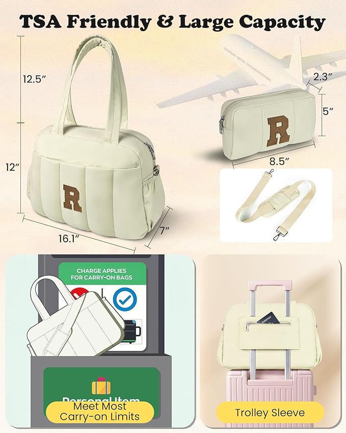 15 Year Old Girl Gifts-Duffle Bag for Travel Women, Travel Bags，Gifts for Girls-Initial Overnight Bag with Wet Pocket，Lightweight Weekender Bags Personalized Gym Tote with Makeup Pouch