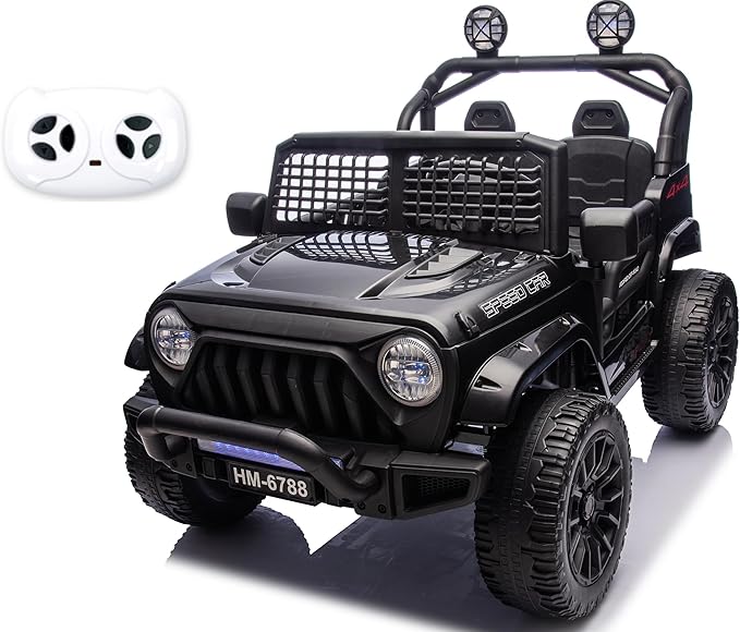 24V Ride On Car, Electric Car for Kids, Ride on Toys, Kids Cars with 3 Speeds Adjustable, Bluetooth, Parent Remote Control, Spring Suspension, AUX Port-Black