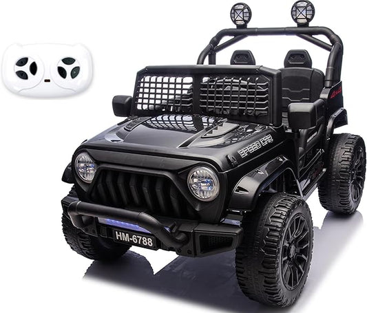 24V Ride On Car, Electric Car for Kids, Ride on Toys, Kids Cars with 3 Speeds Adjustable, Bluetooth, Parent Remote Control, Spring Suspension, AUX Port-Black