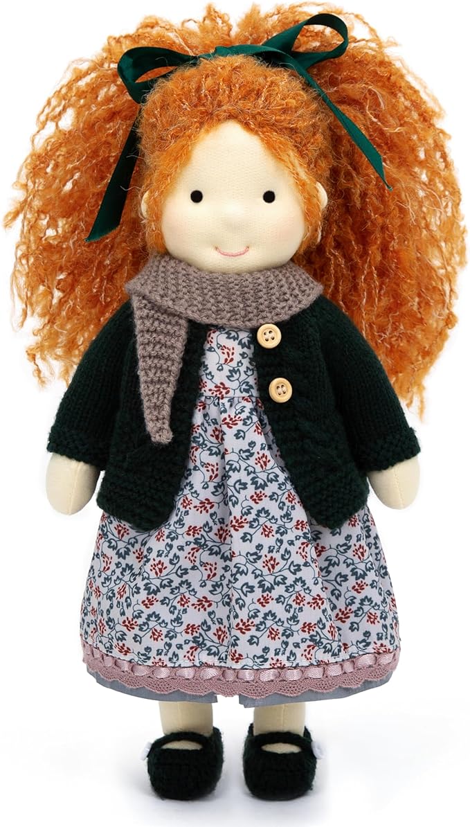BlissfulPixie Handmade Waldorf Doll- Diana 12", Soft Girl Rag Doll with Cute Stuffed Plush, Ideal First for Babies & Toddlers