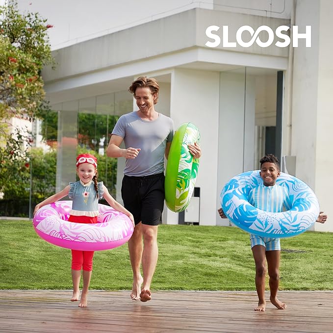 JOYIN 3 Pack Pool Floats, Pool Tube for Kids Swim Rings Inflatable Tubes, Tropical Leaves Floatie Ring Water Toys for Swimming, Summer Beach Party