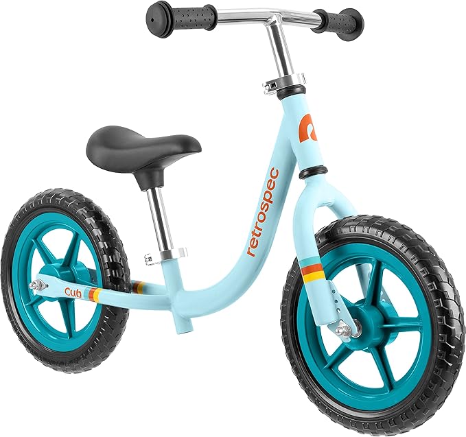 Retrospec Cub Toddler Balance Bike for Ages 18 Months - 3 Years - 12in No-Pedal Beginner Bicycle with Adjustable Seat, Puncture-Proof Tires & Safe Low Frame Design