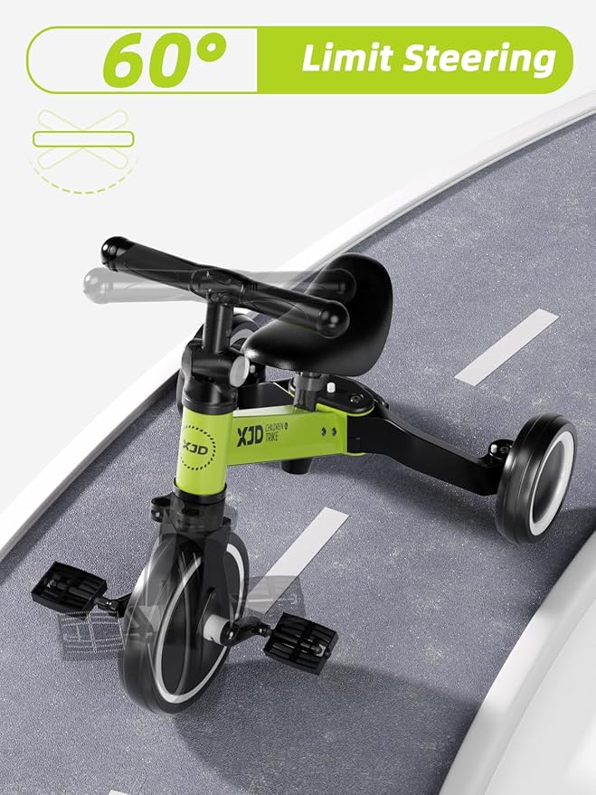 ﻿XJD 5 in 1 Toddler Bike, Tricycle for Toddlers 1-3 with Adjustable Seat Height, Removable Pedals, Ideal Balance Bike Birthday Gifts and Toys for Boys and Girls
