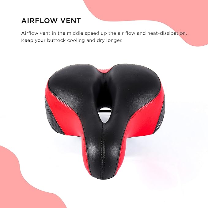 EBIKELING Bike Seat Dual Shock Absorbing Soft Comfortable Padded Bicycle Seat Cushion for Men Women Comfort - Memory Foam Universal Fit Bike Saddle for Exercise Outdoor Mountain Bikes