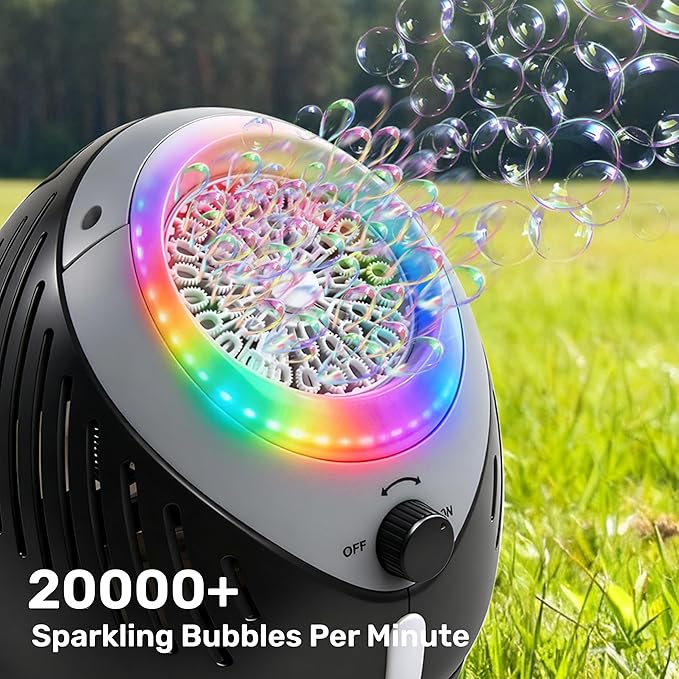 Play-Act Bubble Machine for Kids, Bubble Machine Blower with Solutions for Wedding, Summer Outdoor Indoor Toy, Party, Kids Birthday Gift