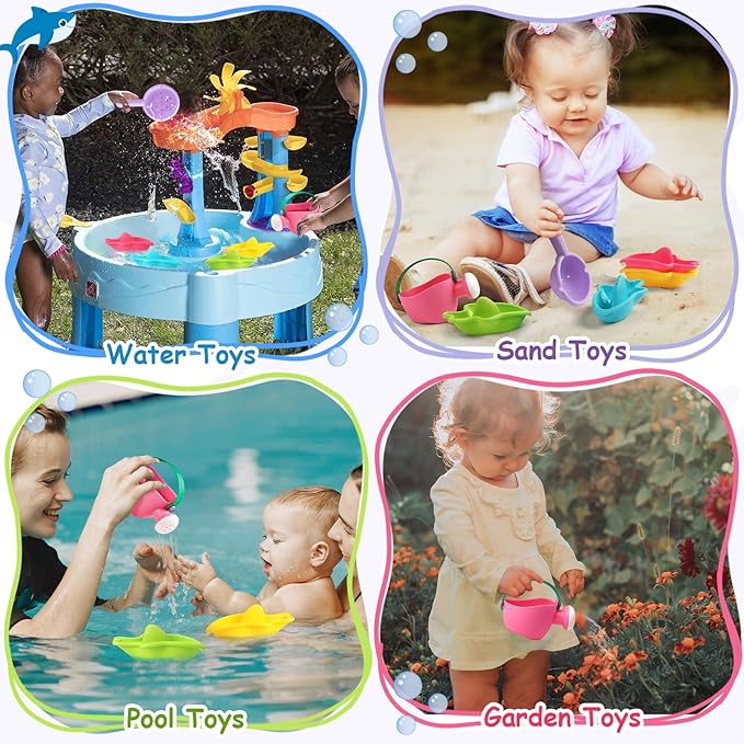 Baby Bath Toys for Kids Ages 1-3 6 PCS Toddler Bath Toys Mold Free for 12+ Months Bathtub Beach Sand Pool Water Table Toys for 1 2 3 4 5 6 Years Old Girls Boys