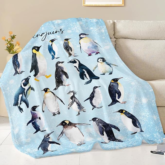 Penguin Blanket Gifts for Girls Boys Penguins Throw Blankets Cozy Plush Fleece Flannel Fuzzy for Women Men Decor 50"X40"