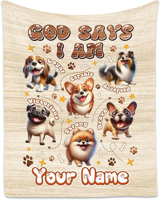 Personalized Custom Dog Blanket for Kids & Toddlers, Dog Mom Gifts, Inspirational Fleece Blanket, 60"x80"