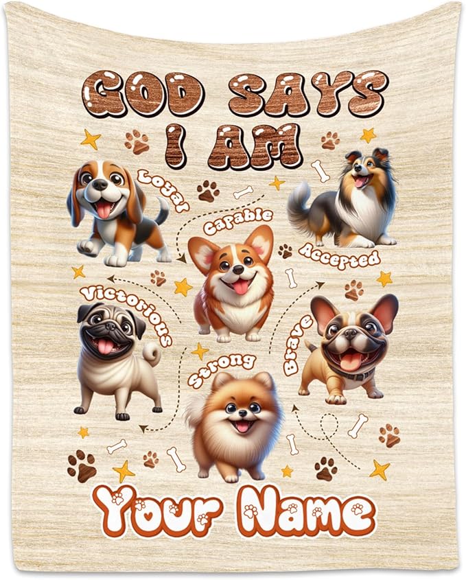 Personalized Fleece Blanket for Kids & Toddlers, Custom Gift with Dogs - Inspirational, 50x60